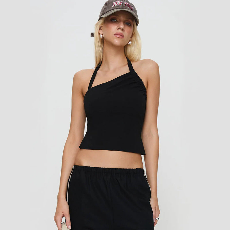 Kvinnors Topp Minimalistisk Ruffles Elastisk Tyg 3