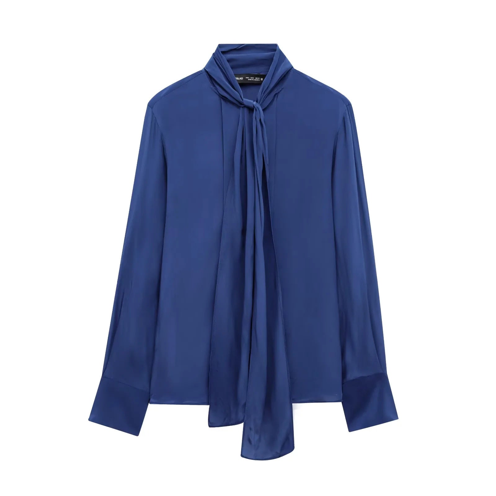 Dam Blus Slingdesign Mjuk Tyg Lång Ärmar V-hals-1