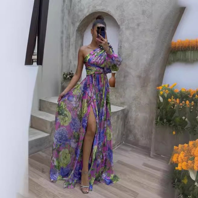 Dam Topp Asymmetrisk Lång Ärmar Polyester-3