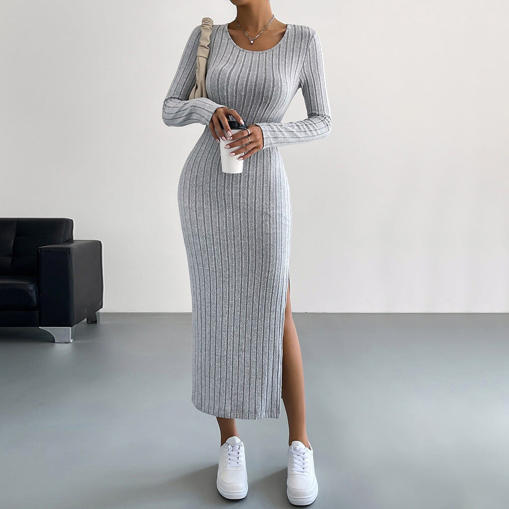 Dam Bodycon Kjol Hög Midja Polyester Midi Design-2