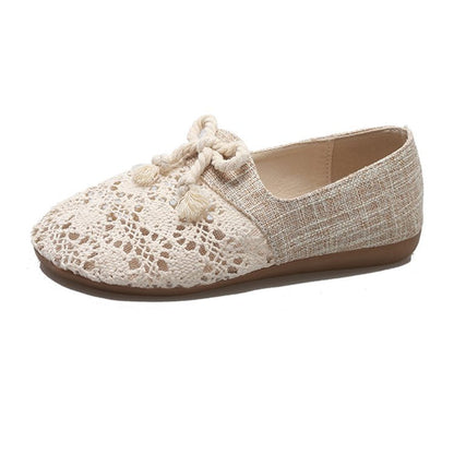 Kvinnors Ballerinas Virkad Design Högkvalitativt Material-6