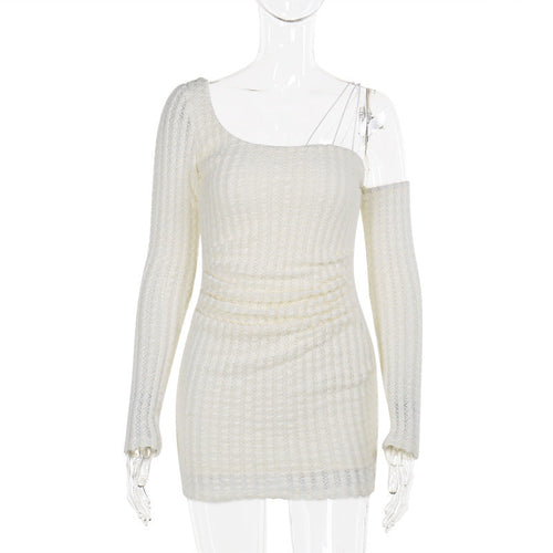 Kvinnor Asymmetrisk Topp Stickad Andningsbart Material 1