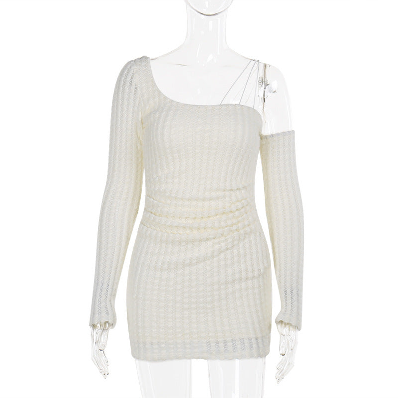 Kvinnor Asymmetrisk Topp Stickad Andningsbart Material 7