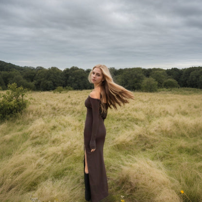 Damklänning Bodycon Ankel Längd Enfärgad Högkvalitativt Tyg-4