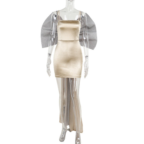 Kvinnors Klänning Puffärmar Satinliknande 1