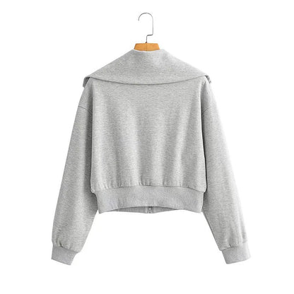 Kvinnor Sweatjacka Casual Design Hög Stativkrage Andningsbar Bomullsmix 4
