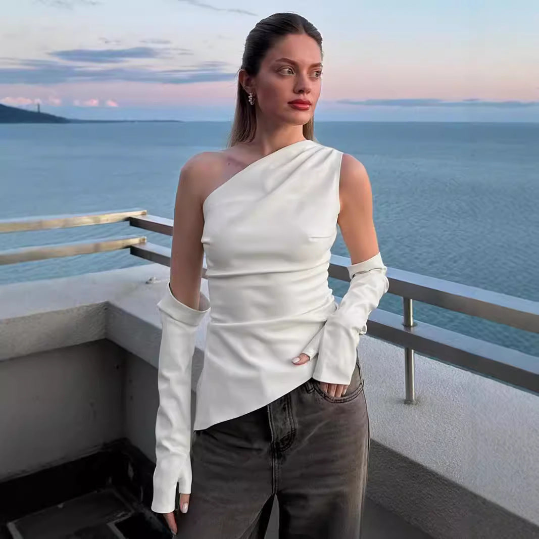 Asymmetrisk Läderväst Dam med Elastisk Passform – Trendig Streetwear för Vardagsbruk 2