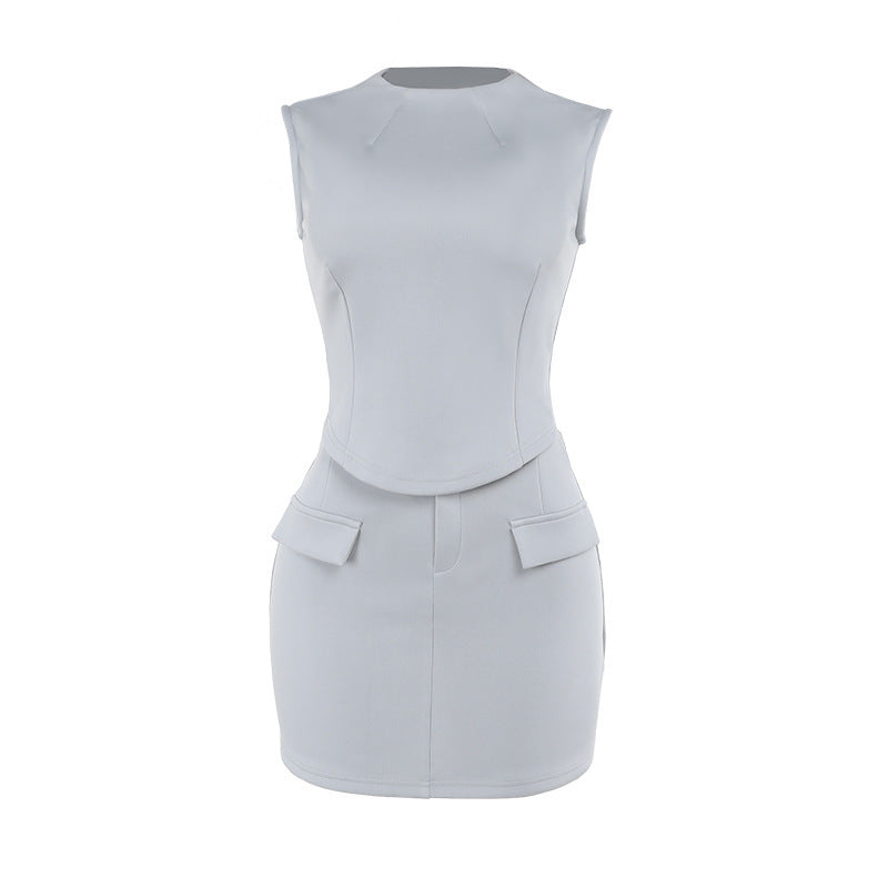Kvinnors Klänning Strukturerad Topp Hårt Kläde med Fickor 6