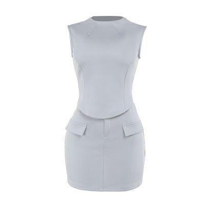 Kvinnors Klänning Strukturerad Topp Hårt Kläde med Fickor 6