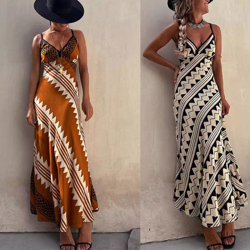 Maxiklänning Dam Blommönster Spagettiträningar Polyester Mermaid Silhuett-2