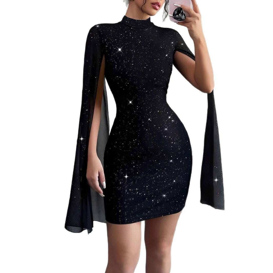 Dam Bodycon Klänning Midi Chiffong med Djup Urringning-6