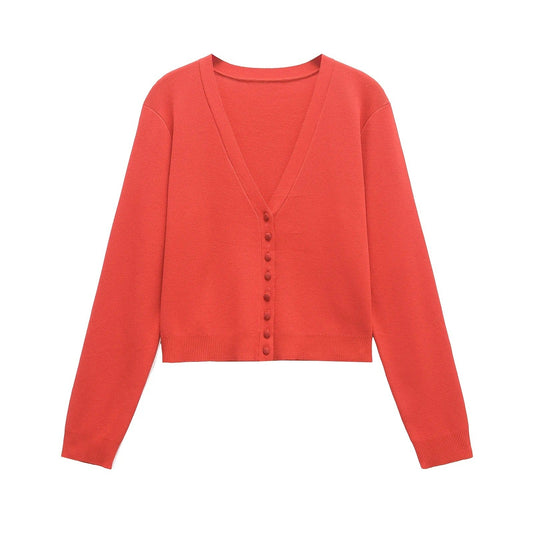 Kvinnors Cardigan Djup V-ringning Mjuk Andningsbar Tyg-1