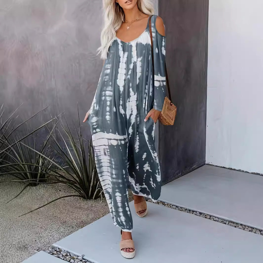 Dam Jumpsuit Långärmad Löst Snitt Polyester Hög Midja Casual-6