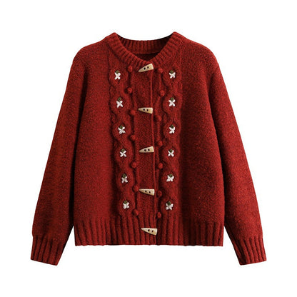 Dam Kardigan Blommönster Akryl och Bomull-5