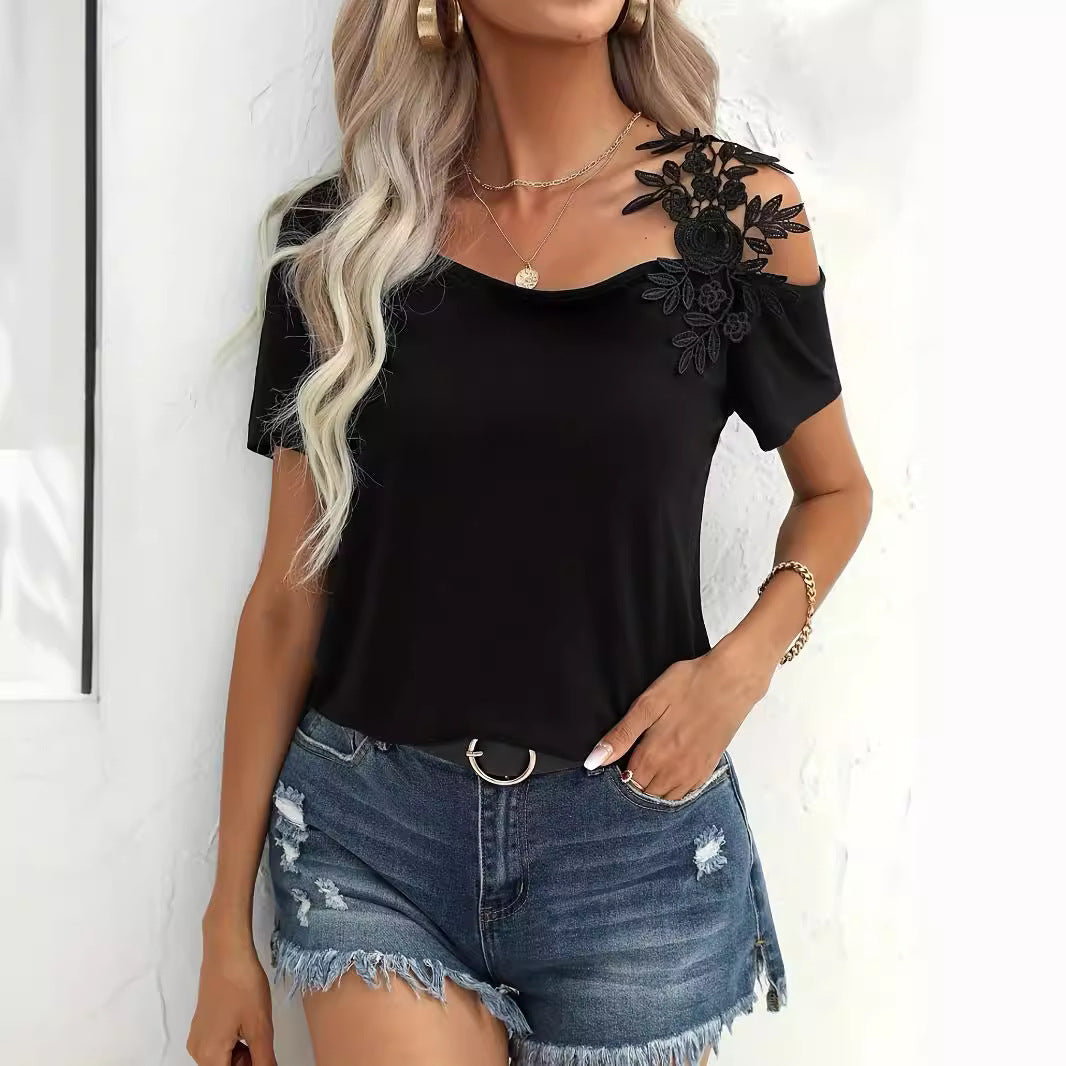 Dam T-shirt Enfärgad Off-Shoulder-2