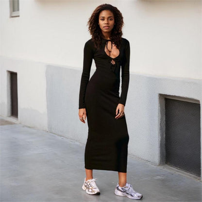 Dam A-Line Kjol Monokrom Polyester Lång-2