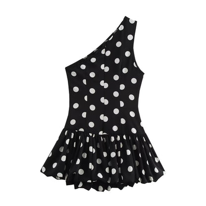 Dam Klänning Asymmetrisk Ärmlös A-Linje Polyester-3