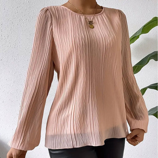 Damenbluse mit Ribdesign und Puffärmern – Leichtes, atmungsaktives Material für jeden Anlass, verschiedene Größen verfügbar 1