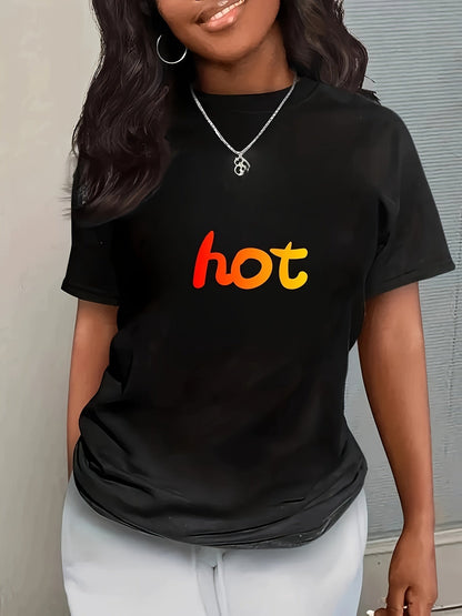 Kvinnors T-shirt Rund Nacke Polyester Normal Passform-6