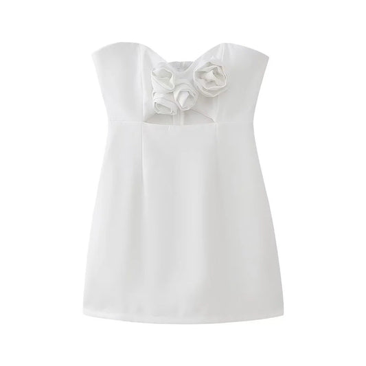 Kvinnors Klänning i Bustier-Design med Blommor – Mjuk och Lätt Tyg för Festliga Tillfällen 1