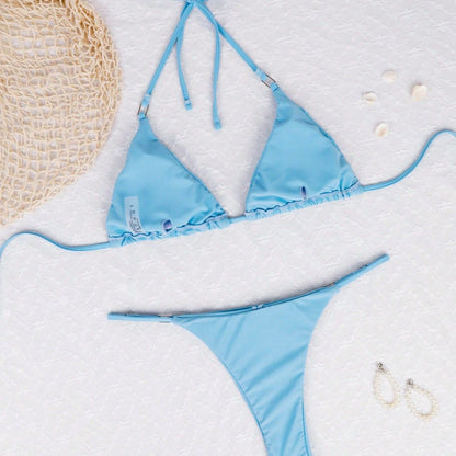 Dam Triangelbikini Justerbara Snören Andningsbart Tyg 5