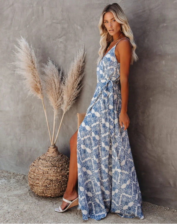 Dam Maxi Klänning Blommig Midi Polyester Fina Dam Klänningar-6