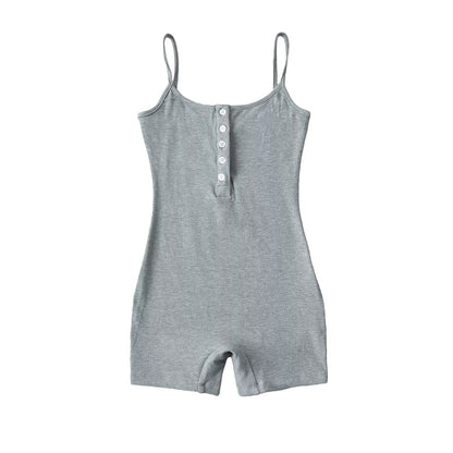 Dam Jumpsuit Ärmlös Med Knappdetalj Andningsbart Tyg 1