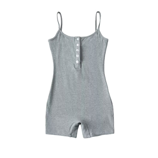 Dam Jumpsuit Ärmlös Med Knappdetalj Andningsbart Tyg 1