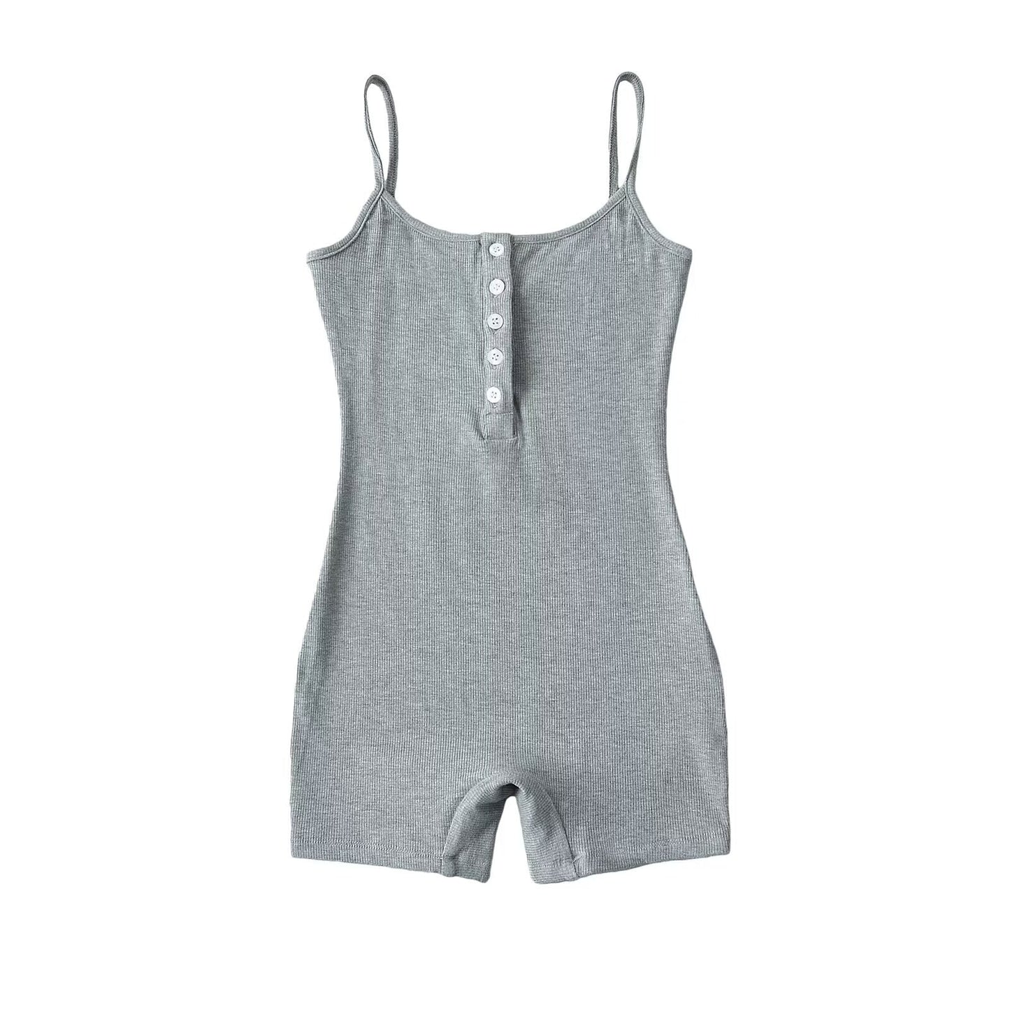 Dam Jumpsuit Ärmlös Med Knappdetalj Andningsbart Tyg 5