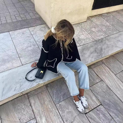 Kvinnors Kort Rock Fleece med Färgblock Chenille-5