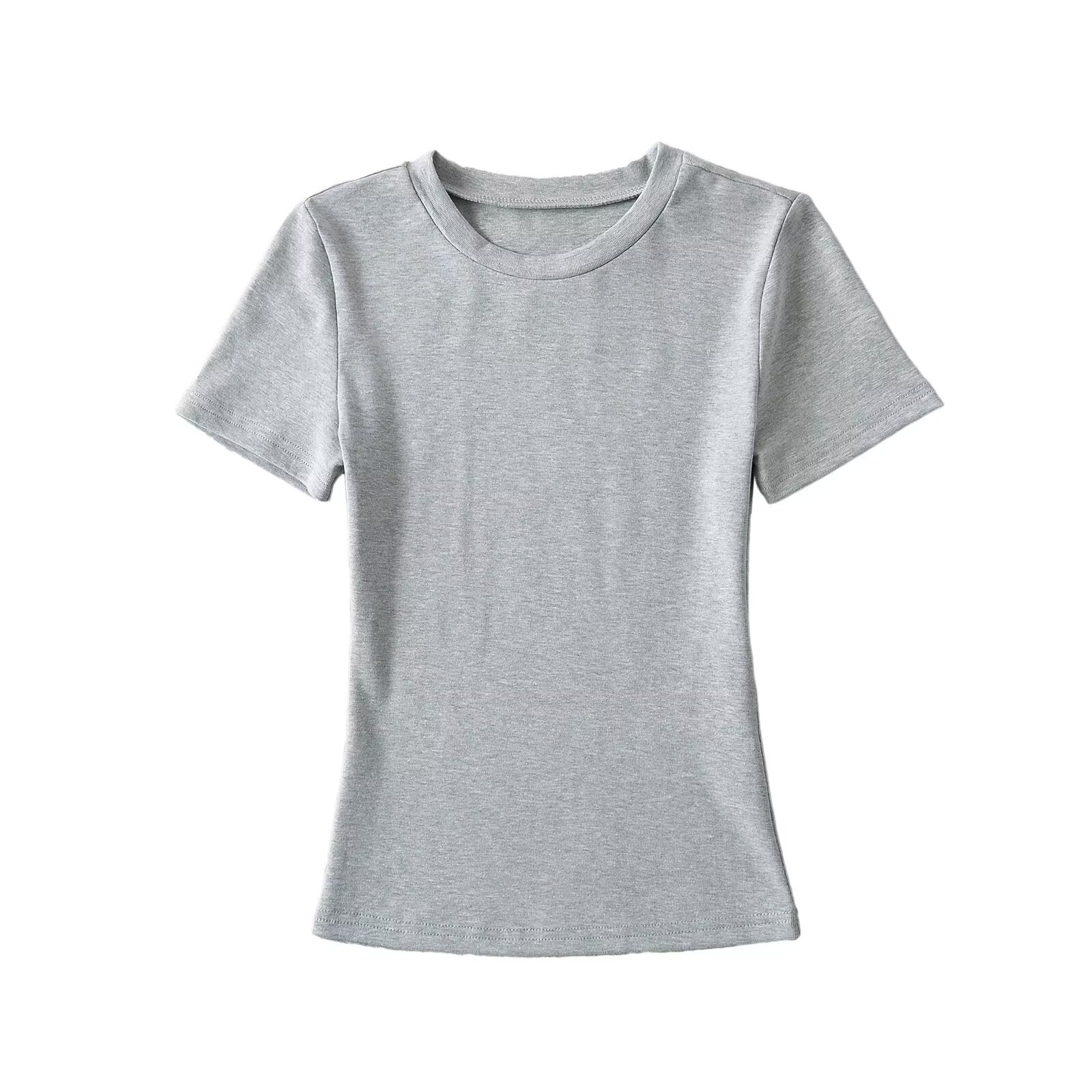 Dam T-Shirt Avslappnad Snitt Andningsbar Bomull-1