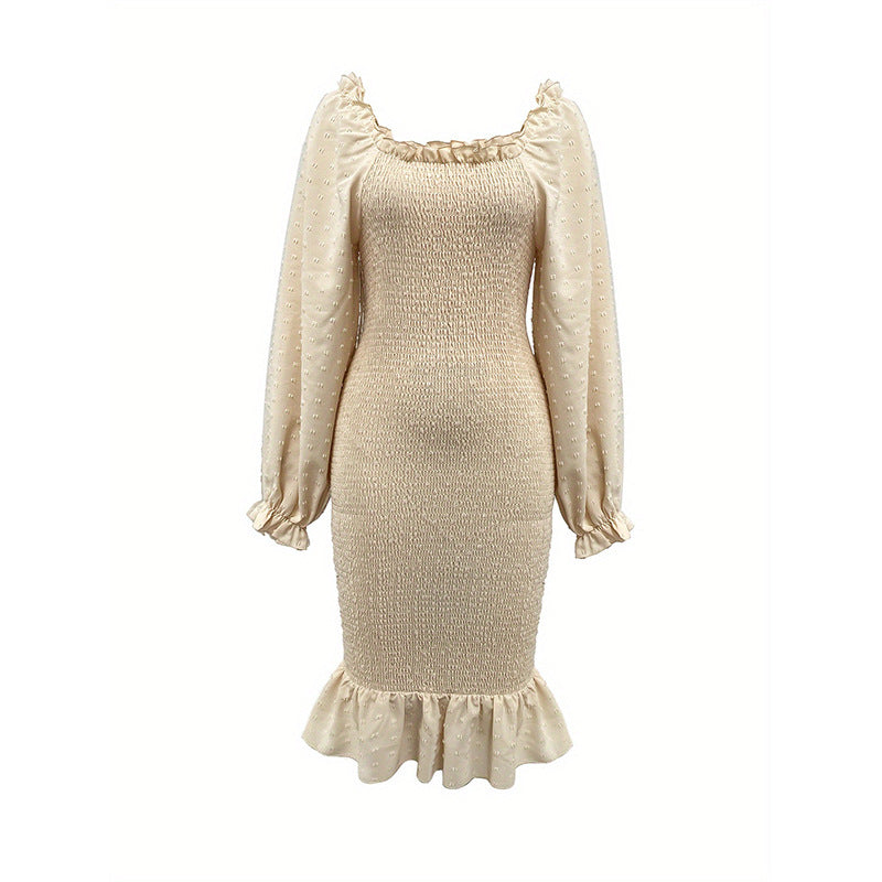 Variant image for Kvinnors Midi Klänning Sjöjungfru Fyrkantig Halsringning Polyester Elegant-13