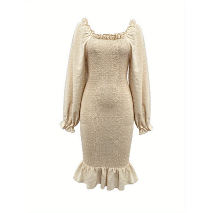 Variant image for Kvinnors Midi Klänning Sjöjungfru Fyrkantig Halsringning Polyester Elegant-13