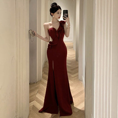 Dam Aftonklänning Lång Asymmetrisk Högkvalitativt Tyg-1