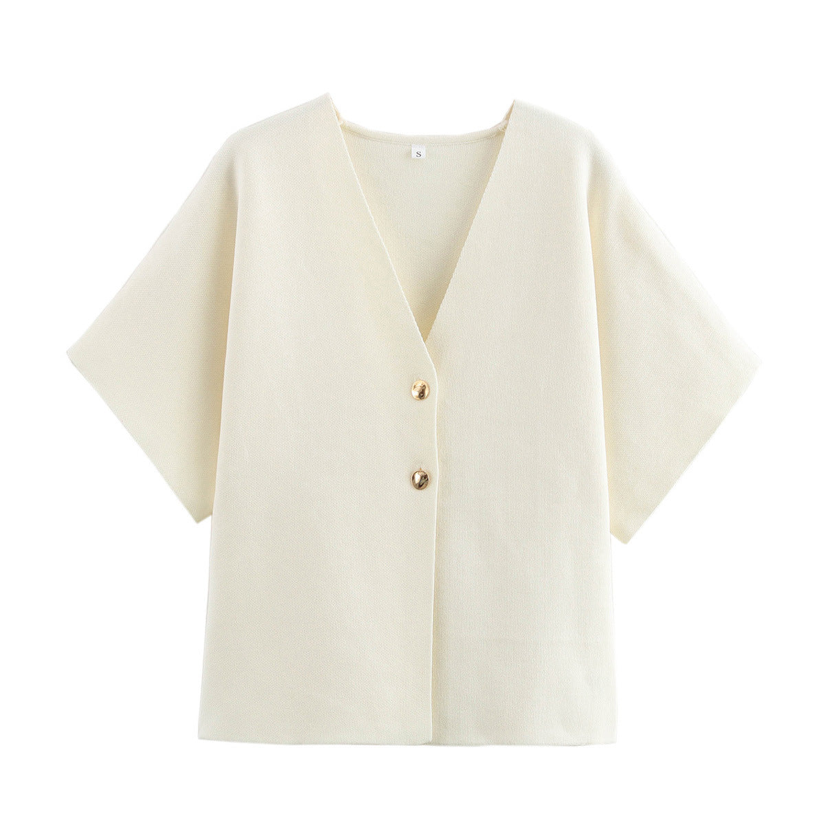 Dam Cardigan V-Hals Flerfärgad Polyester Medium Tjocklek-1