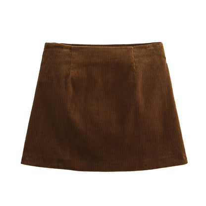 Variant image for Kvinna Minikjol A-Linjeformad Corduroy Kort Kjol-1