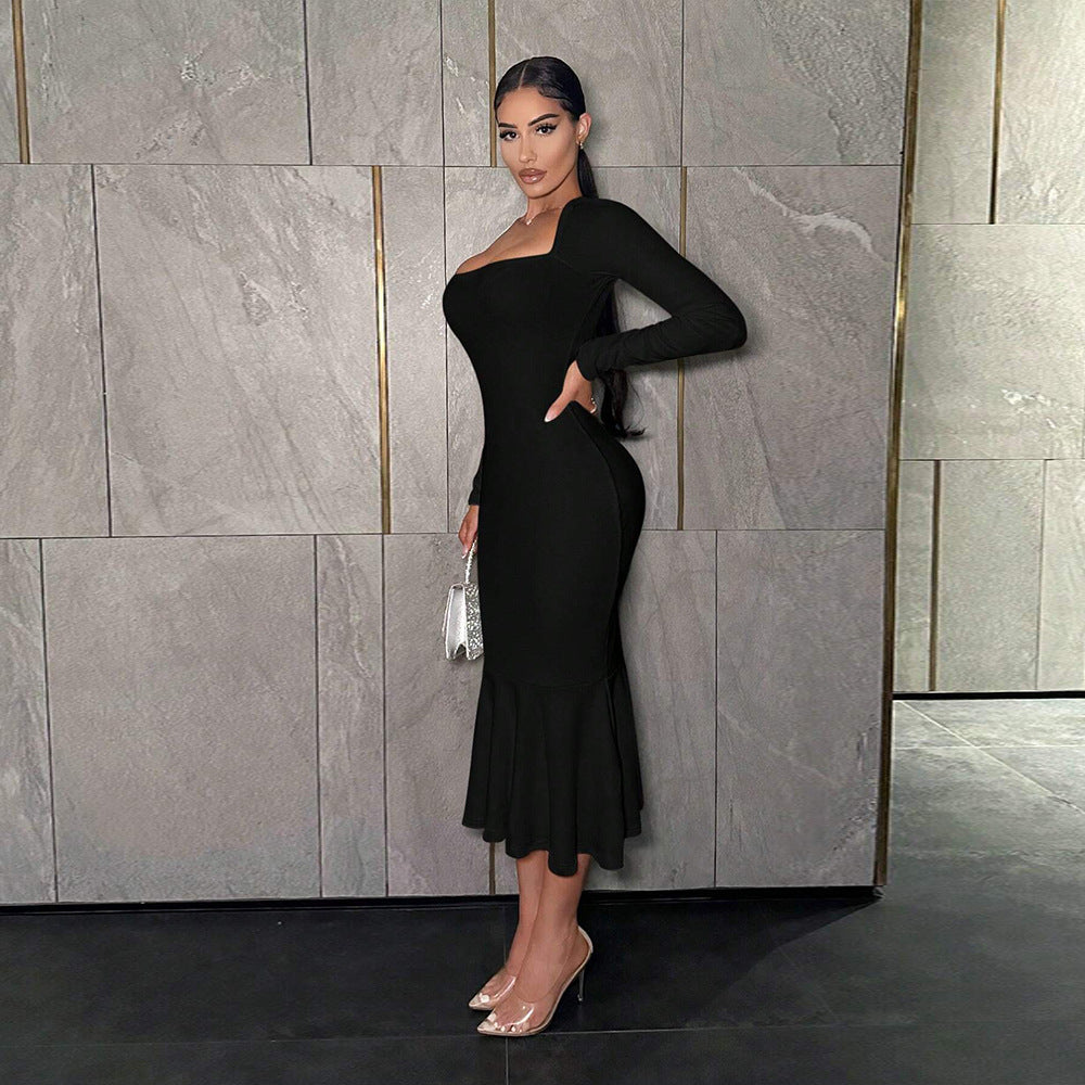 Dam Cocktailklänning Asymmetrisk Hem Mjuk Tyg för Bröllop och Fester 4