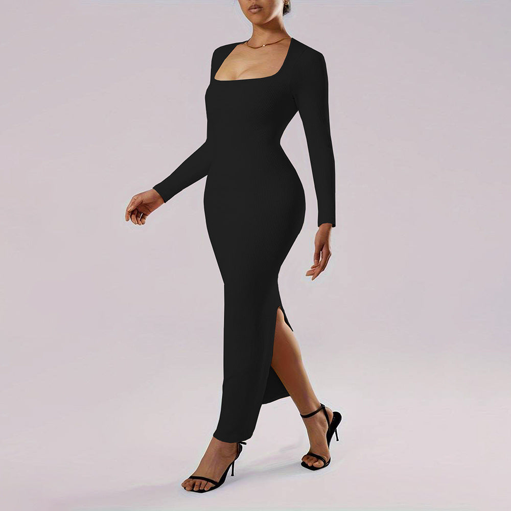Damklänning Bodycon Lång Högkvalitativt Tyg-4