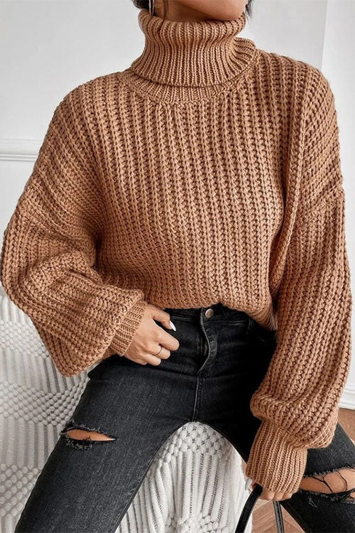 Dam Turtleneck Tröja Vadderad Akryl Elegant Minimalistisk Stil-2