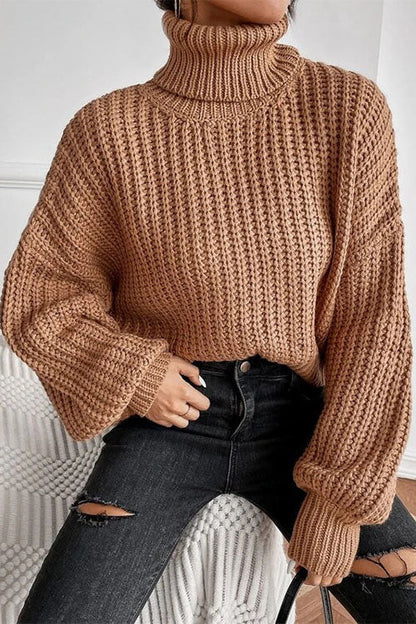 Dam Turtleneck Tröja Vadderad Akryl Elegant Minimalistisk Stil-2