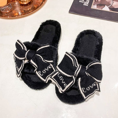 Dam Tofflor Fluffiga Plysch med Dekorativa Slingdetaljer 8