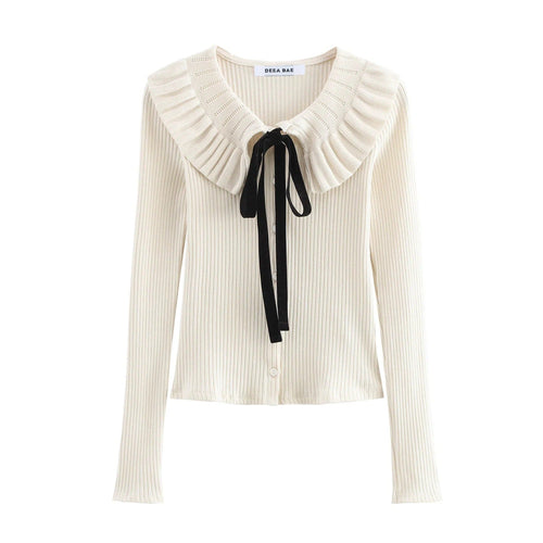 Kvinnors Cardigan Rüsch Detaljer Justerbart Band Bomull-1