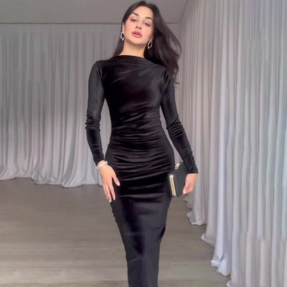 Kvinnors Klänning Långa Ärmar Polyester Medium Midja-2