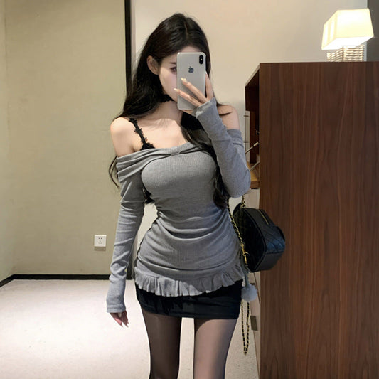 Dam Basklänning Långärmad Patchwork Högkvalitativt Tyg 1