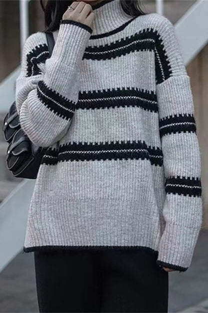 Dam Turtleneck Tröja Randig Polyester-5