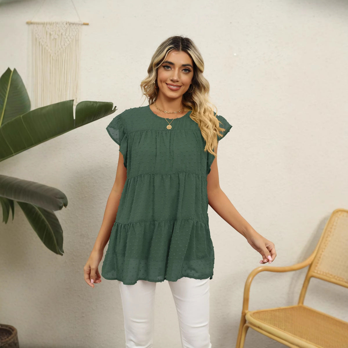 Dam Loose Fit Pullover Jacquard Chiffon-4