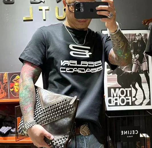 Dam T-Shirt Standardstil Mjuk Bomull Rund Hals Korta Ärmar-1