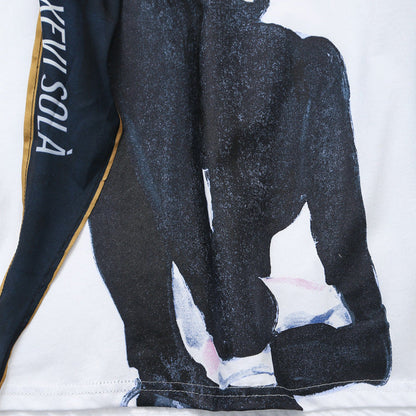 Dam T-shirt Konstnärlig Design Mjukt Material med Halsduk-4