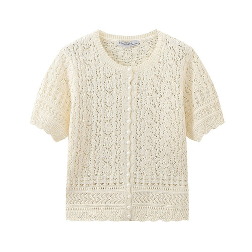 Kvinnors Cardigan Kortärmad Spetsdetaljer Lätt Tyg-1