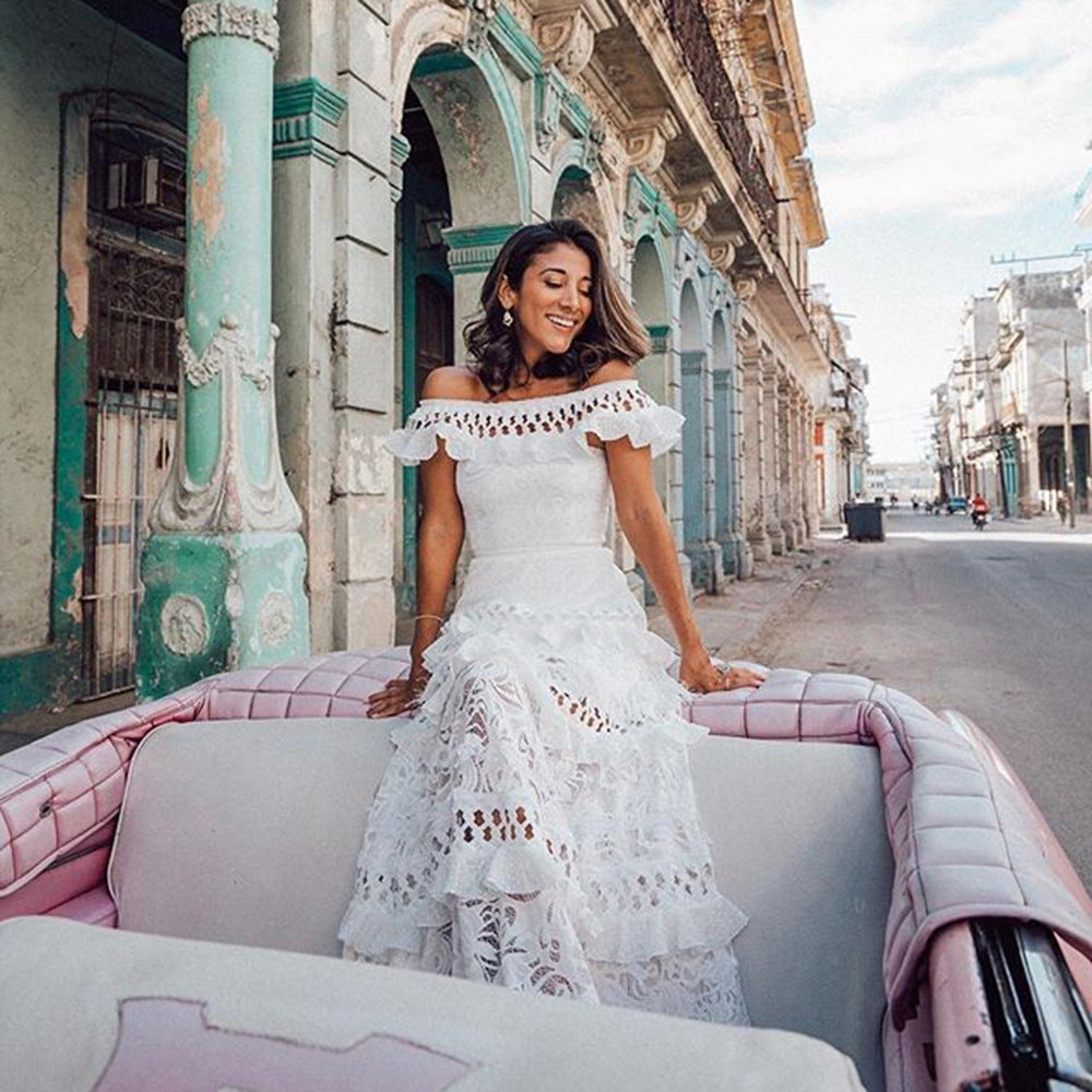 Dam Klänning A-Line Lång Högkvalitativt Tyg-4